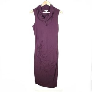 James Perse Plum Sleeveless Midi Dress with Cowl Neck